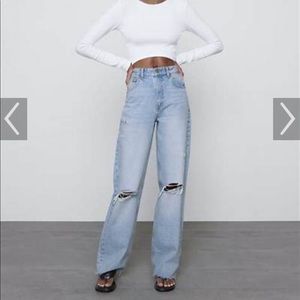 Zara light wash wide leg jeans